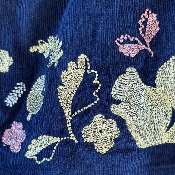 Mini Boden Navy Pinafore Skirt Dress with Embroidered Squirrel 🐿️ Details 5/6 - Picture 7 of 7